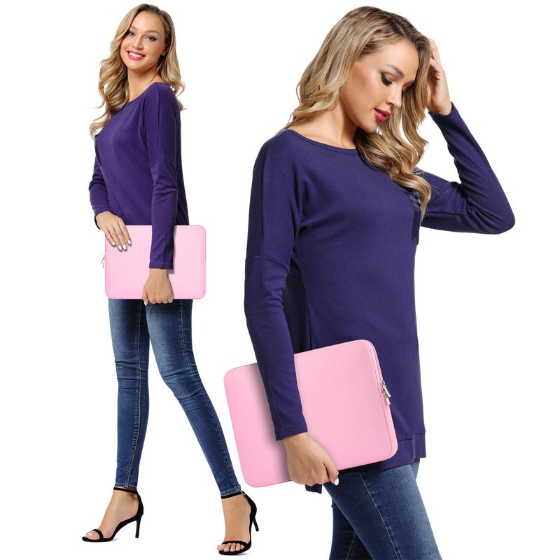 CCPK 15.6"" Laptop Sleeve Compatible for 16"" MacBook Pro 16 Inch 15"" Mac Hp Acer Aspire 5 Samsung Lenovo Surface Book Envy x360 15 in Computer Cover 16in PC Carrying Case 15.6 Inch Bag Neoprene  Pink - Image 3